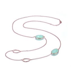 sterling silver rose gold plated green cubic zirconia station necklace