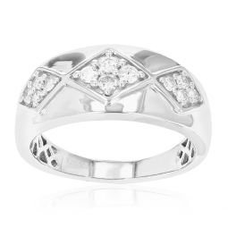 1/3 cttw 12 stones round cut lab grown diamond engagement ring .925 sterling silver prong set