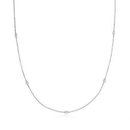 bezel-set diamond station necklace in sterling silver