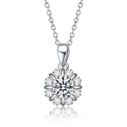 sterling silver with 1.25ctw lab created flower pinwheel pendant necklace