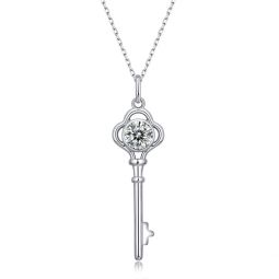 sterling silver with 1ctw lab created moissanite vintage skeleton key pendant necklace
