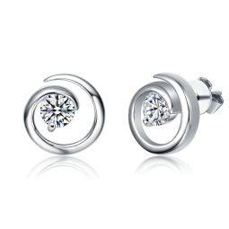 sterling silver with 1ct lab created moissanite open eternity circle swirl stud earrings