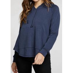 slub french terry l/s zip side pullover in night sky