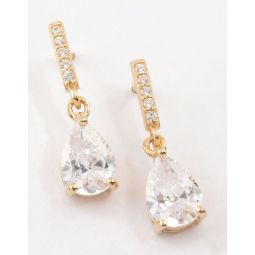 gold plated sterling silver teardrop cubic zirconia drop earrings