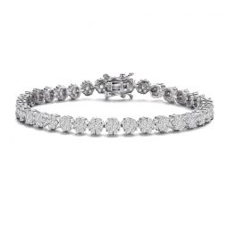sterling silver cubic zirconia flower design tennis bracelet