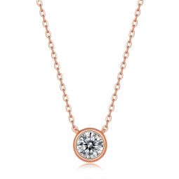 sterling silver 18k rose gold plated with 1ct lab created moissanite necklace