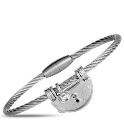 my heart sterling silver and cubic zirconia bangle bracelet