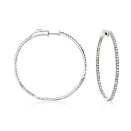 diamond inside-outside hoop earrings in sterling silver