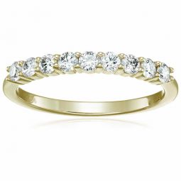 1/2 cttw diamond wedding band 14k white gold 9 stones prong set round