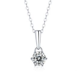 sterling silver with 1ct round lab created moissanite drop solitaire pendant necklace