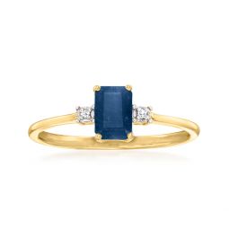 canaria sapphire ring with diamond accents in 10kt yellow gold