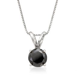 black diamond solitaire necklace in 14kt white gold