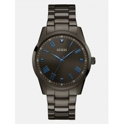 black and blue diamond analog watch