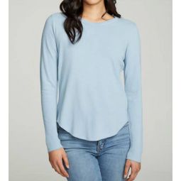 long sleeve crew neck shirttail tee in ocean view