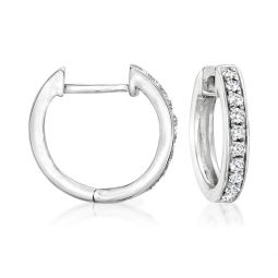 diamond huggie hoop earrings in 14kt white gold