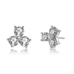 sterling silver cubic zirconia clover stud earrings