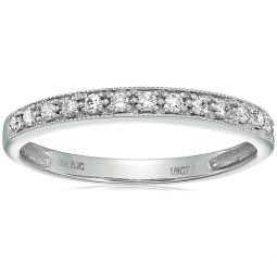 1/6 cttw petite diamond wedding band in 10k gold with milgrain