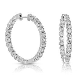 5 cttw i1-i2 certified diamond hoop earrings 14k white gold inside out 1.50 inch
