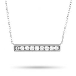 14k white gold 0.25ct diamond bar necklace