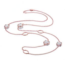 sterling silver rose gold plated white cubic zirconia station necklace