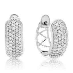 1/2 cttw diamond hoop earrings .925 sterling silver composite 108 stone 1/2 inch
