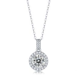 sterling silver with 2ctw lab created moissanite round halo cluster pendant necklace