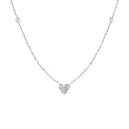 diamond heart & two sided diamond necklace white gold