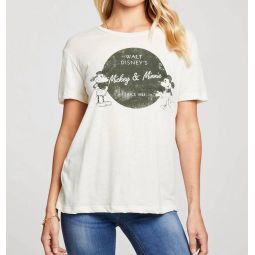 mickey mouse & minnie mouse recycled vintage tee in off white
