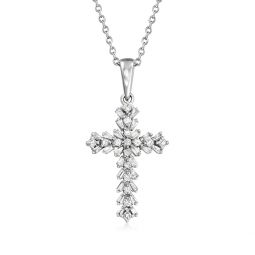 diamond cross pendant necklace in 14kt white gold