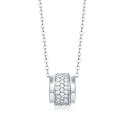sterling silver with .7 ctw. lab created moissanite triple row circular eternity pendant necklace
