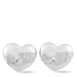 18k white gold diamond heart earrings