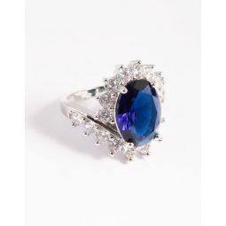 rhodium cubic zirconia vintage sapphire oval ring