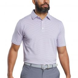 FootJoy Balance Stripe Lisle Golf Polo - Skyway/White/Dark Denim