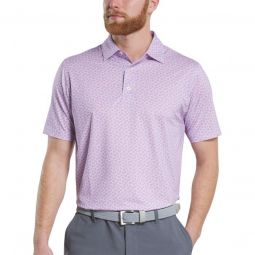 FootJoy Floral Sketch Lisle Golf Polo - Pink Lemonade/Skyway