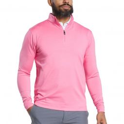 FootJoy Shadow Stripe Quarter-Zip Mid-Layer Golf Pullover - Pink Lemonade