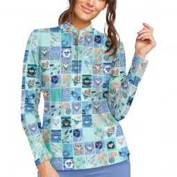 Jamie Sadock Womens Dreamscape Sunsense Long Sleeve Golf Top