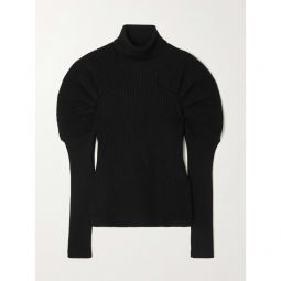 SAFIYAA Karine gathered ribbed merino wool turtleneck sweater