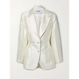 CHRISTOPHER JOHN ROGERS Ruched cotton and silk-blend satin blazer