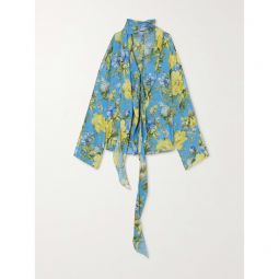 ACNE STUDIOS Tie-detailed floral-print crepe de chine blouse