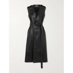 ACNE STUDIOS Double-breasted belted leather coat