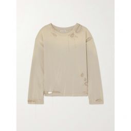ACNE STUDIOS Oversized distressed bead-embellished cotton sweatshirt