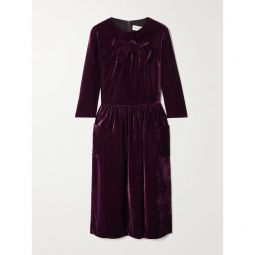 COMME DES GARCONS GIRL Bow-detailed gathered velvet dress