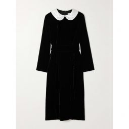 COMME DES GARCONS GIRL Belted satin-trimmed velvet dress