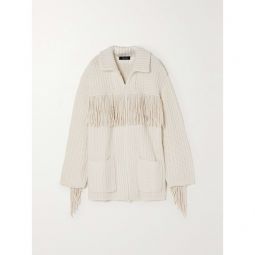 LISA YANG Elisa oversized fringed ribbed cashmere cardigan