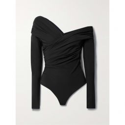 GOLDSIGN The Fonteyn one-shoulder ruched stretch-jersey bodysuit