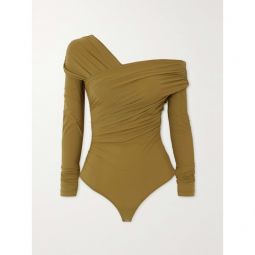 GOLDSIGN The Fonteyn gathered one-shoulder stretch-jersey bodysuit