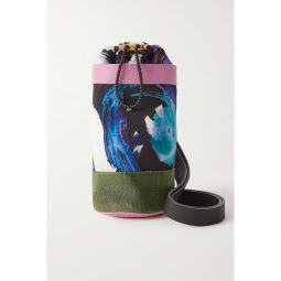 AZ FACTORY + Sheltersuit leather-trimmed printed satin bottle holder