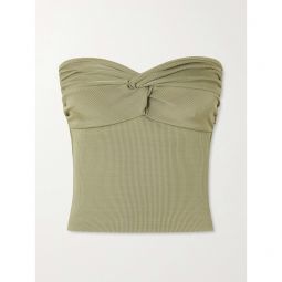 GOLDSIGN Strapless twist-front ribbed stretch-jersey top