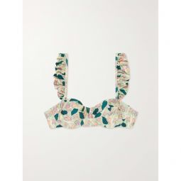 AGUA BY AGUA BENDITA + NET SUSTAIN Kiwi ruffled floral-print recycled underwired bikini top