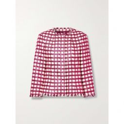 OSCAR DE LA RENTA Frayed checked metallic wool-blend tweed jacket